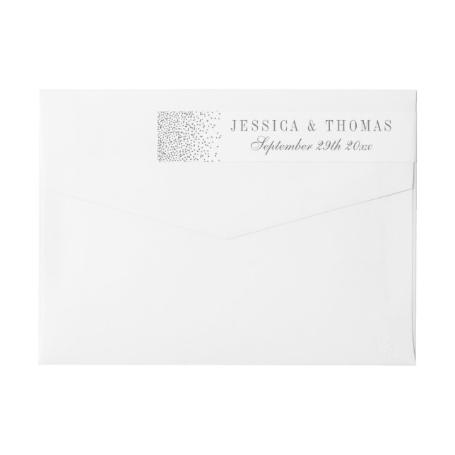 Vintage Glam Silver Confetti Wedding Wrap Around Label (Back)