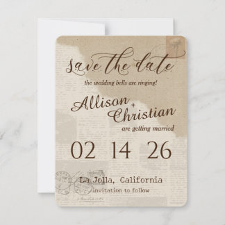 Vintage Glam Wedding Save The Date Invitation