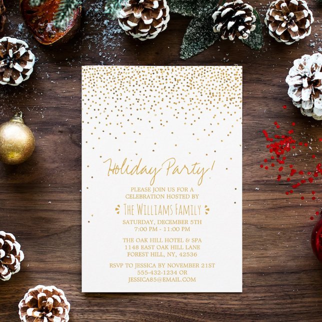 Vintage Glam White & Gold Holiday Party Invitation (Creator Uploaded)