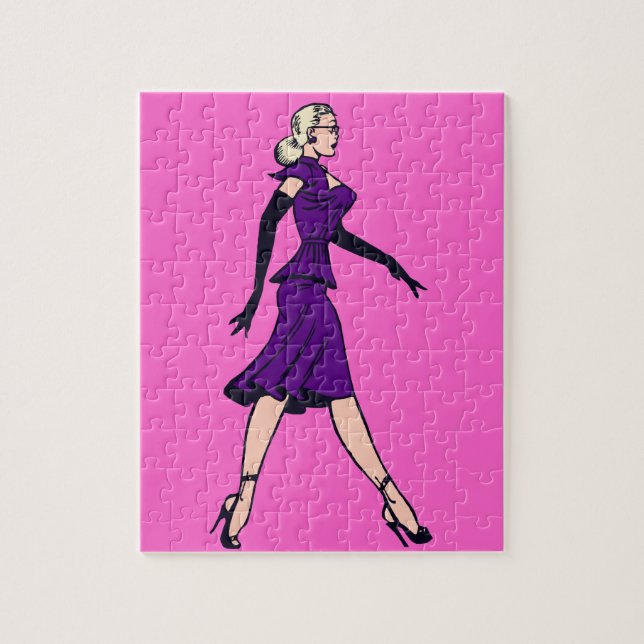 Vintage Glamor Girl, Retro Blond Secretary Jigsaw Puzzle (Vertical)