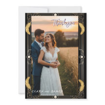 Vintage Glamour Art Photo Wedding Thank You Card