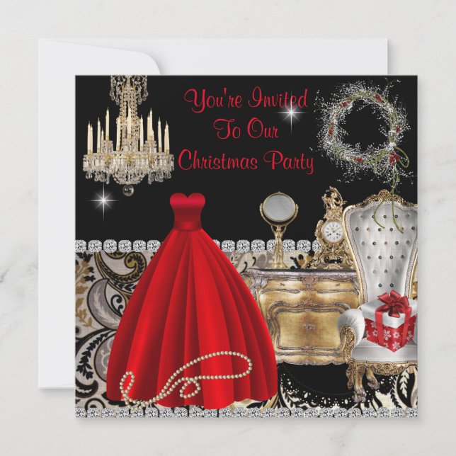 VINTAGE GLAMOUR CHRISTMAS INVITATIONS (Front)
