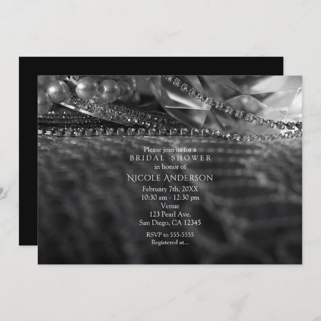 Vintage Glamour Diamonds & Pearls Invitations (Front/Back)