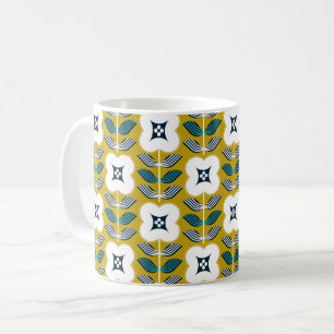 Vintage glamour flower - yellow and blue coffee mug