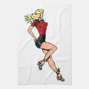 Vintage Glamour Girl Next Door, Blonde Blombshell Kitchen Towel