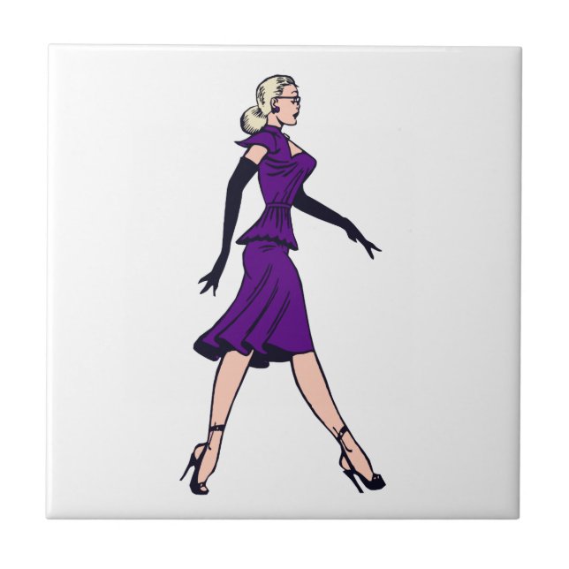 Vintage Glamour Girl, Retro Blonde Secretary Tile (Front)