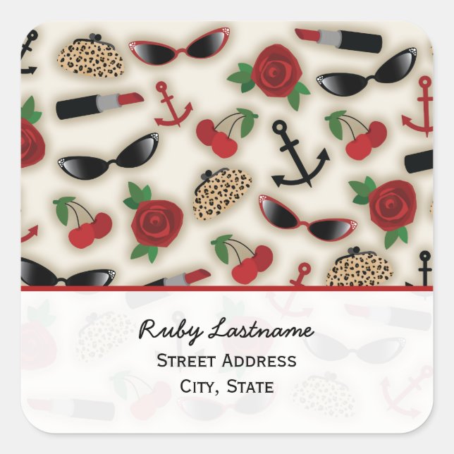 Vintage Glamour Inspired Address Sticker (Front)