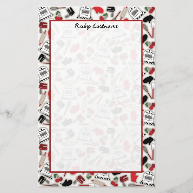 Vintage Glamour Kitchen Personalized Stationery (Front)