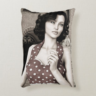 Vintage Glamour Woman Portrait Art Accent Pillow