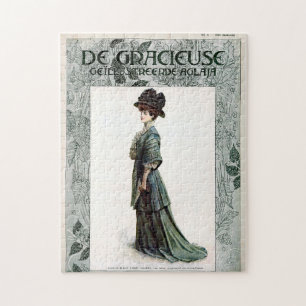 Vintage Glamourous Lady Fashion Illustration  Jigsaw Puzzle