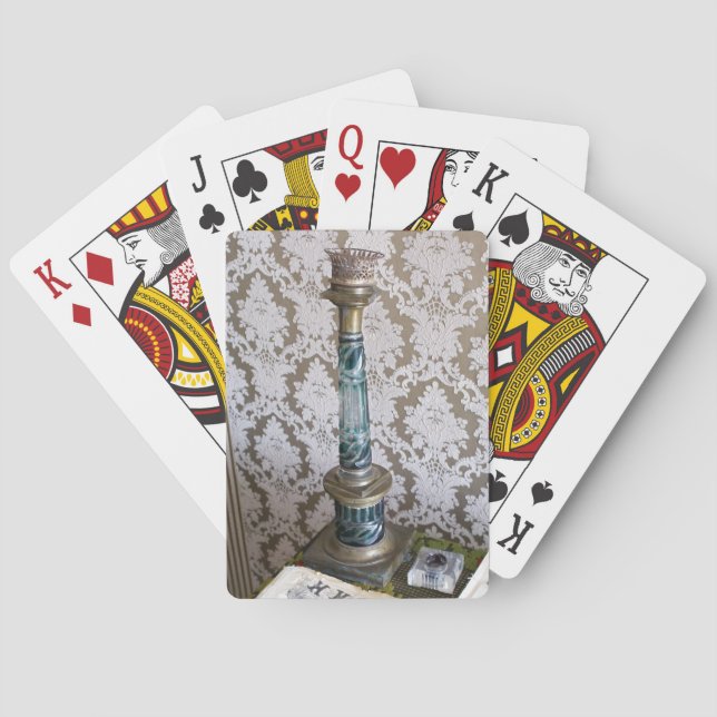 Vintage glass candleholder playing cards (Back)
