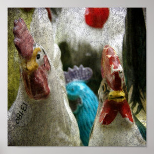 Vintage Glass Chicken Collection Poster