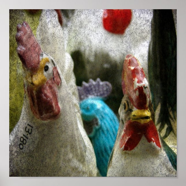 Vintage Glass Chicken Collection Poster (Front)