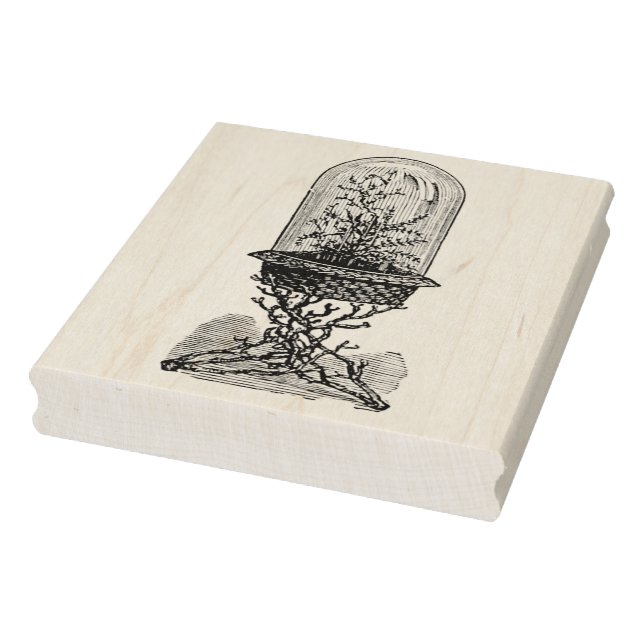 Vintage Glass Dome Terrarium Rubber Art Stamp (Stamp)