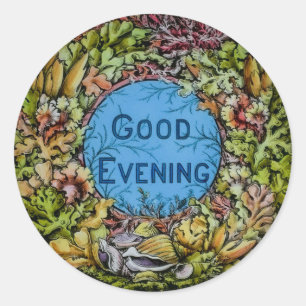 Vintage Glass Magic Lantern Slide Good Evening Classic Round Sticker