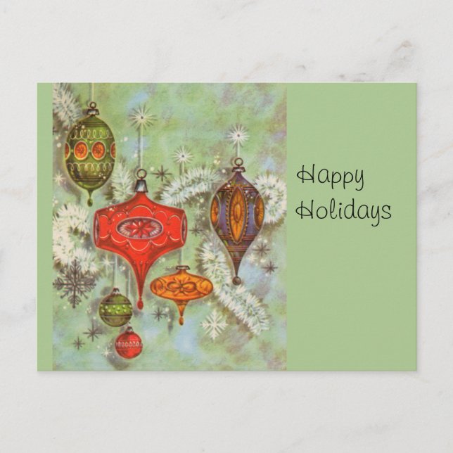 Vintage Glass Ornaments Holiday Postcard (Front)