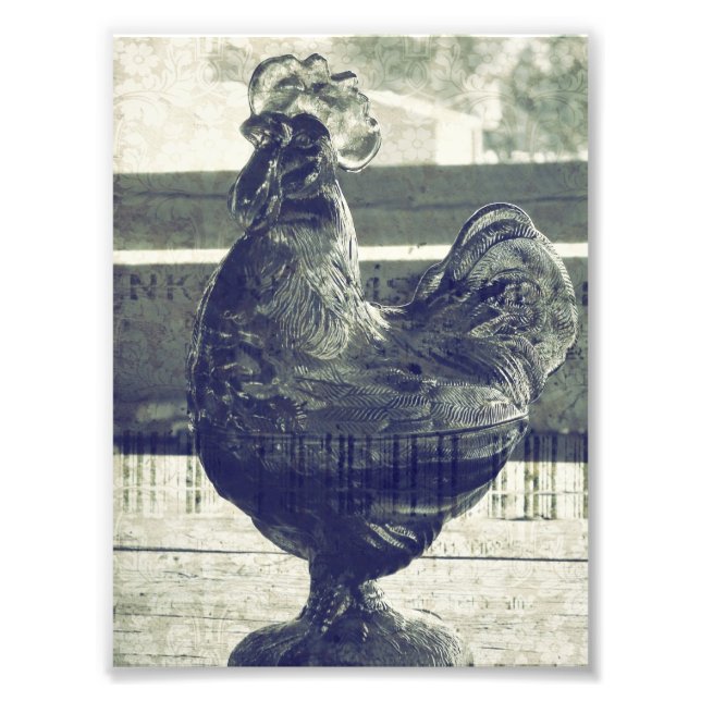 Vintage Glass Rooster Photo Print (Front)