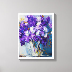 Vintage Glass Vase of Purple Flowers Canvas Print