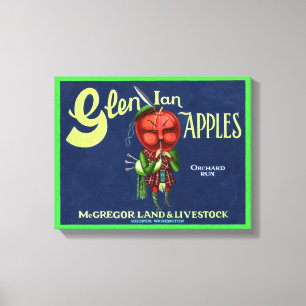 Vintage Glen Ian Apples Logo, Hooper, Washington, Canvas Print