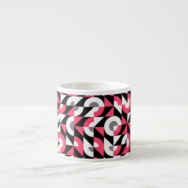 Vintage Glitch: Geometric Abstract Pattern Espresso Cup (Front)