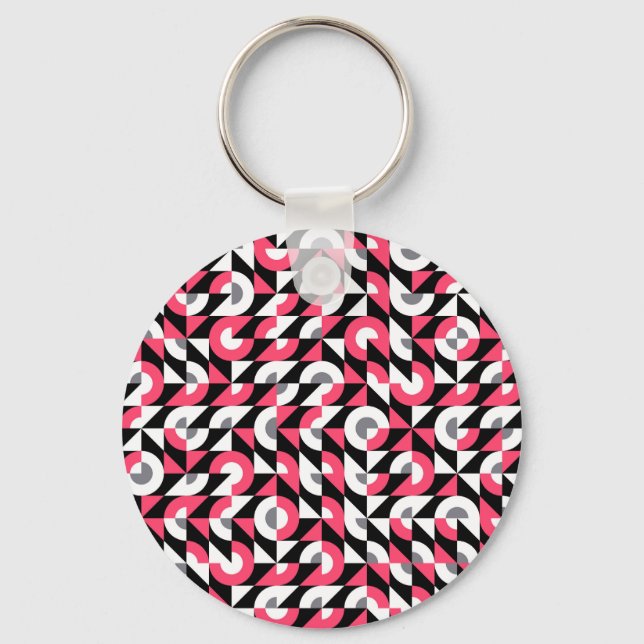 Vintage Glitch: Geometric Abstract Pattern Keychain (Front)