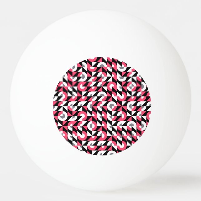 Vintage Glitch: Geometric Abstract Pattern Ping Pong Ball (Front)