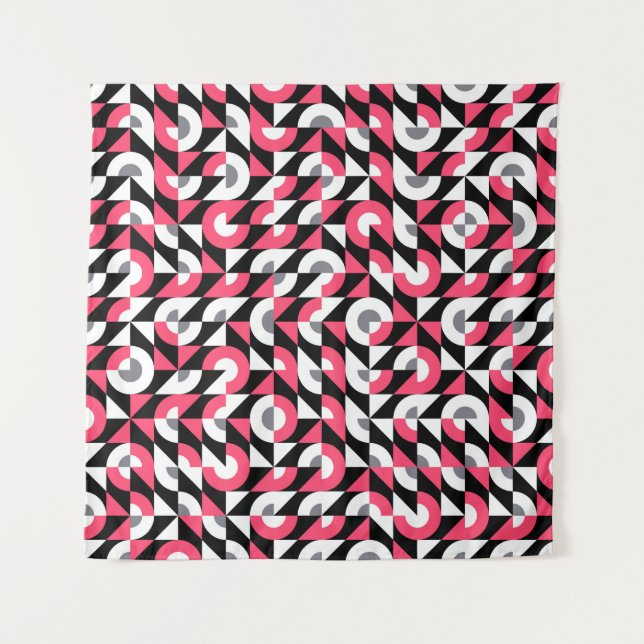 Vintage Glitch: Geometric Abstract Pattern Tapestry (Front)