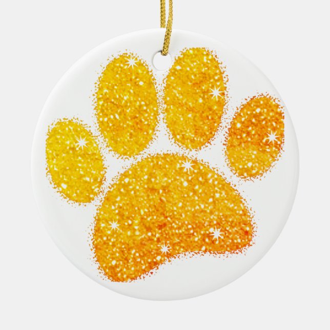 VIntage Glitter Dog Pawprint Ceramic Ornament (Front)