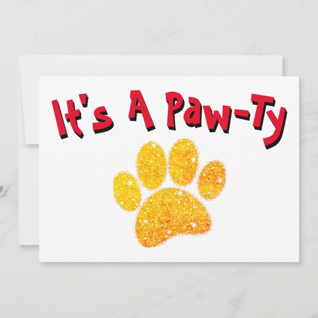 VIntage Glitter Dog Pawprint Invitation (Front)