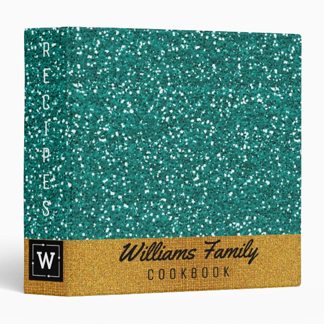 Vintage Glitter Family Recipes Book Binder (Front/Spine)