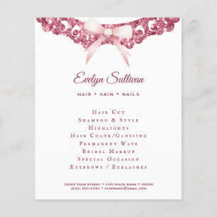 Vintage glitter frame pink bow flyer