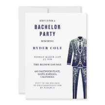 Vintage Glitter Tux Bachelor Party Invite