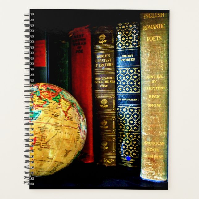 Vintage Globe and Books Planner (Front)