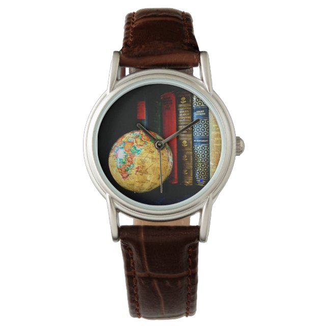 Vintage Globe and Books Watch (Front)