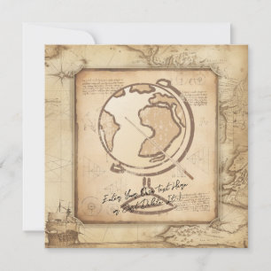 Vintage Globe. Geography & History Teacher Gift Invitation