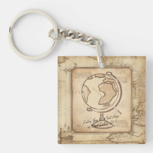 Vintage Globe. Geography & History Teacher Gift Keychain