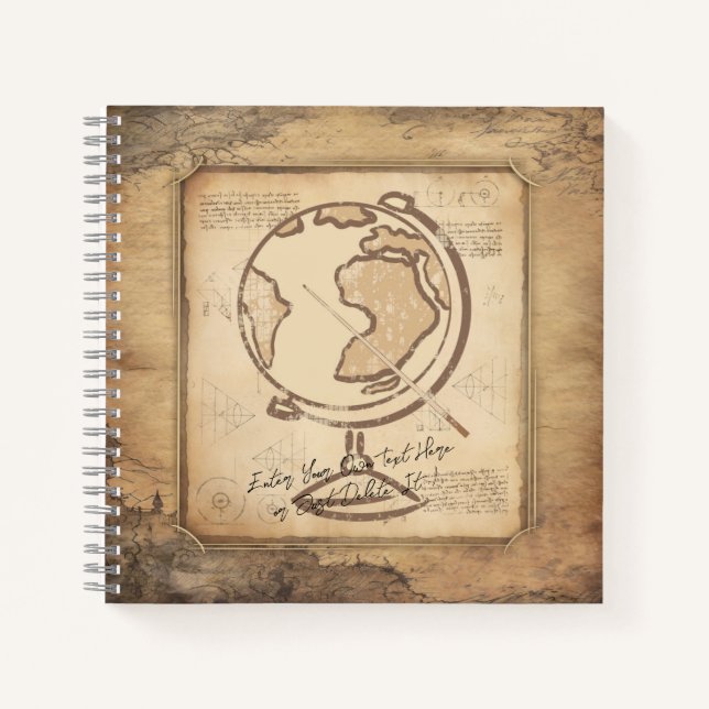 Vintage Globe. Geography & History Teacher Gift Notebook (Front)