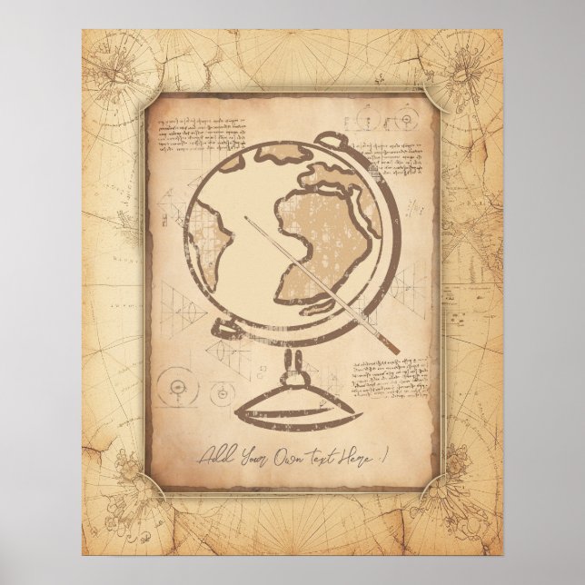 Vintage Globe. Geography & History Teacher Gift Poster (Front)