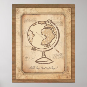 Vintage Globe. Geography & History Teacher Gift Poster