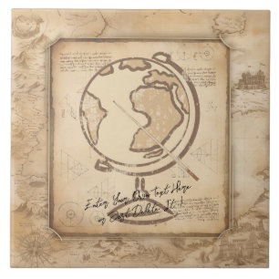 Vintage Globe. Geography & History Teacher Gift Tile