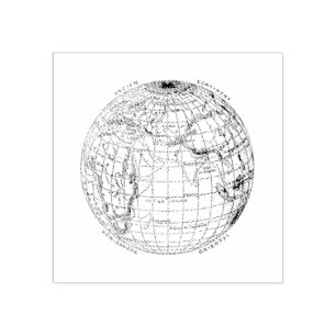 VINTAGE GLOBE WOOD ART STAMP