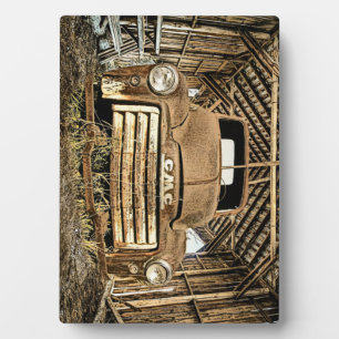 Vintage GMC Truck In Rustic Barn 1949-55 Plaque