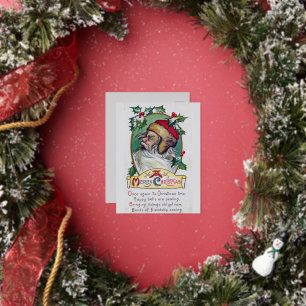 Vintage Gnome Christmas Foil Holiday Postcard