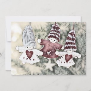Vintage Gnomes in Christmas Tree Drawing Invitation