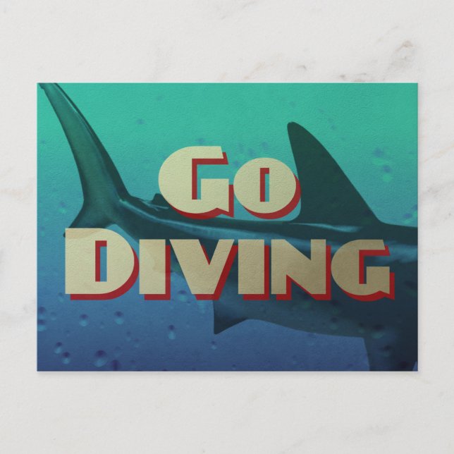 Vintage Go Diving Scuba Postcard (Front)