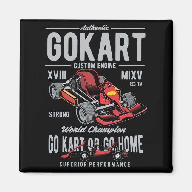 Vintage Go-Kart Racing Logo Magnet (Front)