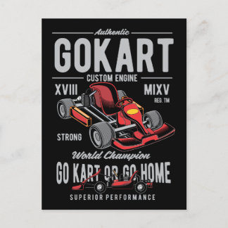 Vintage Go-Kart Racing Logo Postcard