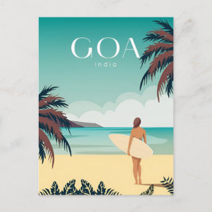 Vintage GOA, India Travel watercolor retro  Postcard