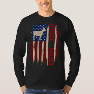 Vintage Goat Mom American Usa Flag Farmingfarmer T-Shirt