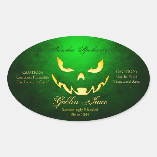 Vintage Goblin Juice Halloween Bottle Stickers (Front)